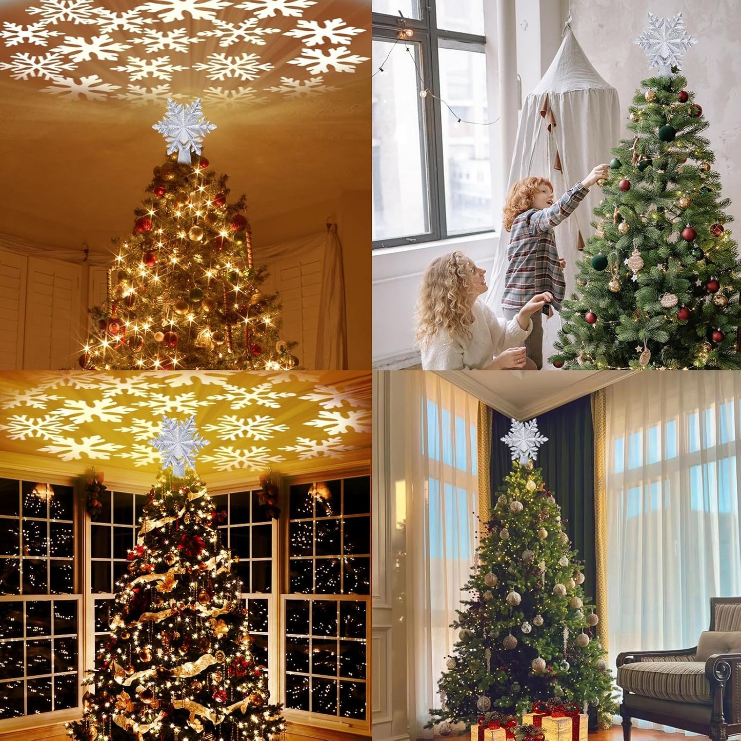 HOLIDAY MAGIC Lighted Christmas Tree Topper – Housewarming Holiday Gift, No Batteries Needed, Plug-and-Play