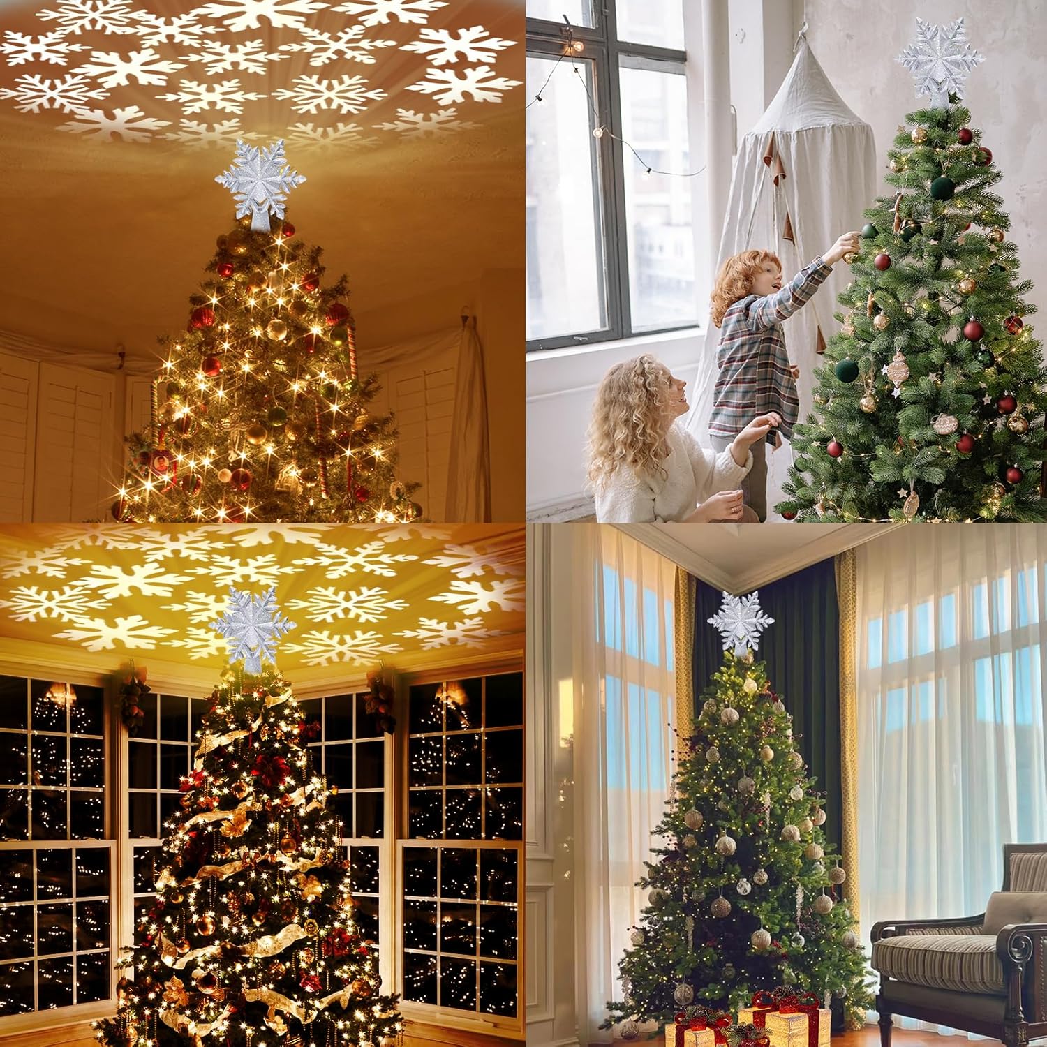 HOLIDAY MAGIC Lighted Christmas Tree Topper – Housewarming Holiday Gift, No Batteries Needed, Plug-and-Play
