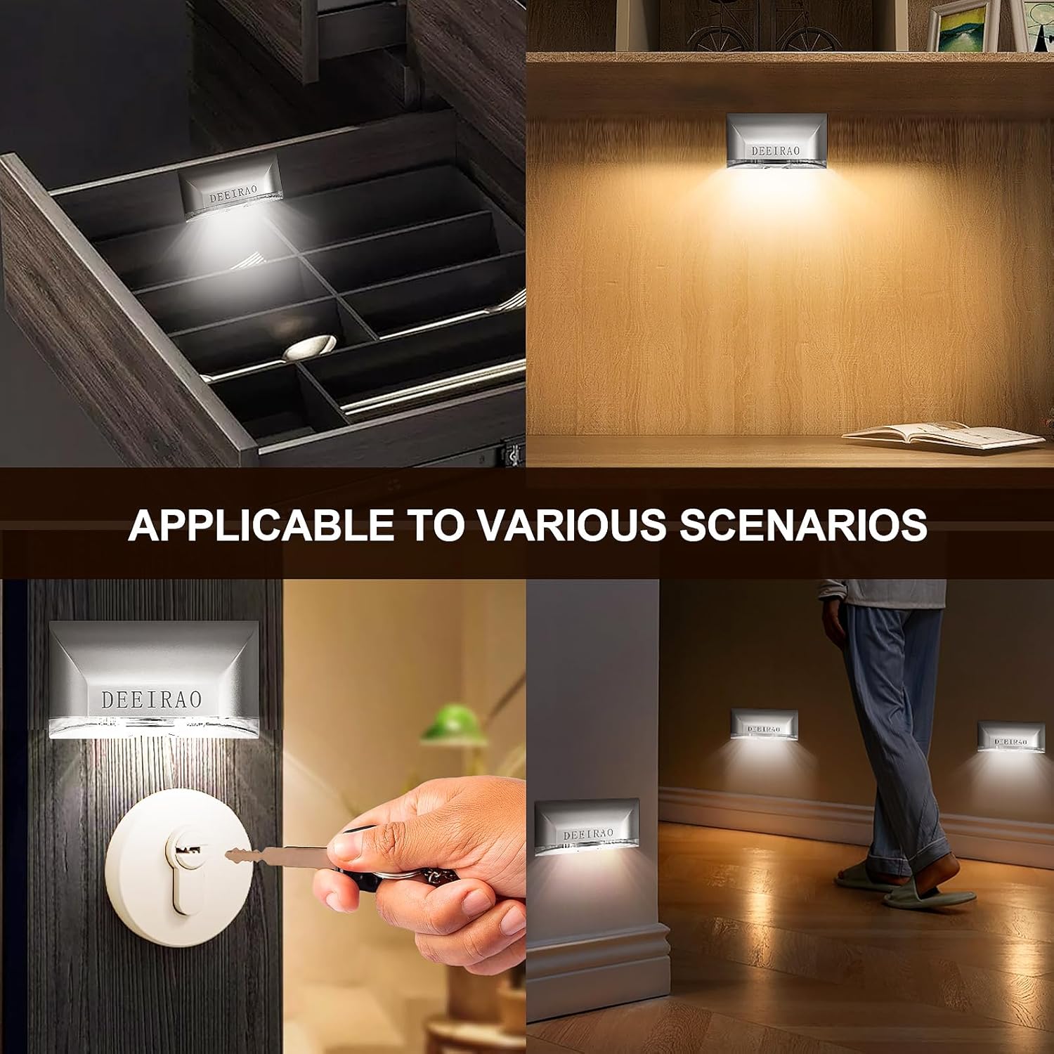 Home Keyhole Infrared PIR Wireless Auto Sensor Motion Detector LED Light Lamp – Cool-Running Battery Night Light Safe Around Pets and Bedding