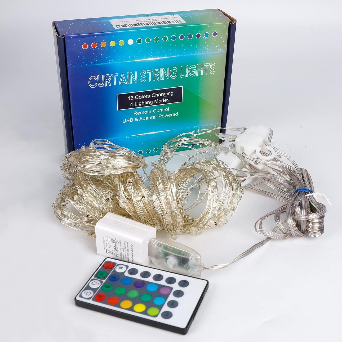 HOME LIGHTING RGB Fairy Curtain Lights – Child Friendly Bedroom Lighting for Playroom, 16 Colors with Remote