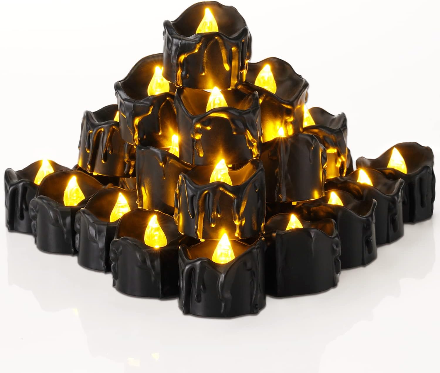 Homemory Drip Style LED Candles – Spooky Black Halloween Decor for Apartment Mantels, Cozy Corners & Moody Bedrooms