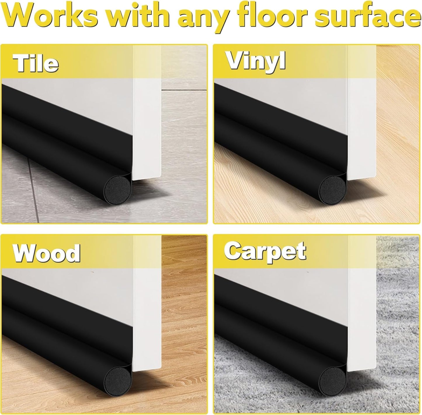 HomeProtect Child and Pet Friendly Door Sweep – Fabric-Covered Draft Blocker with No Sharp Edges or Hardware