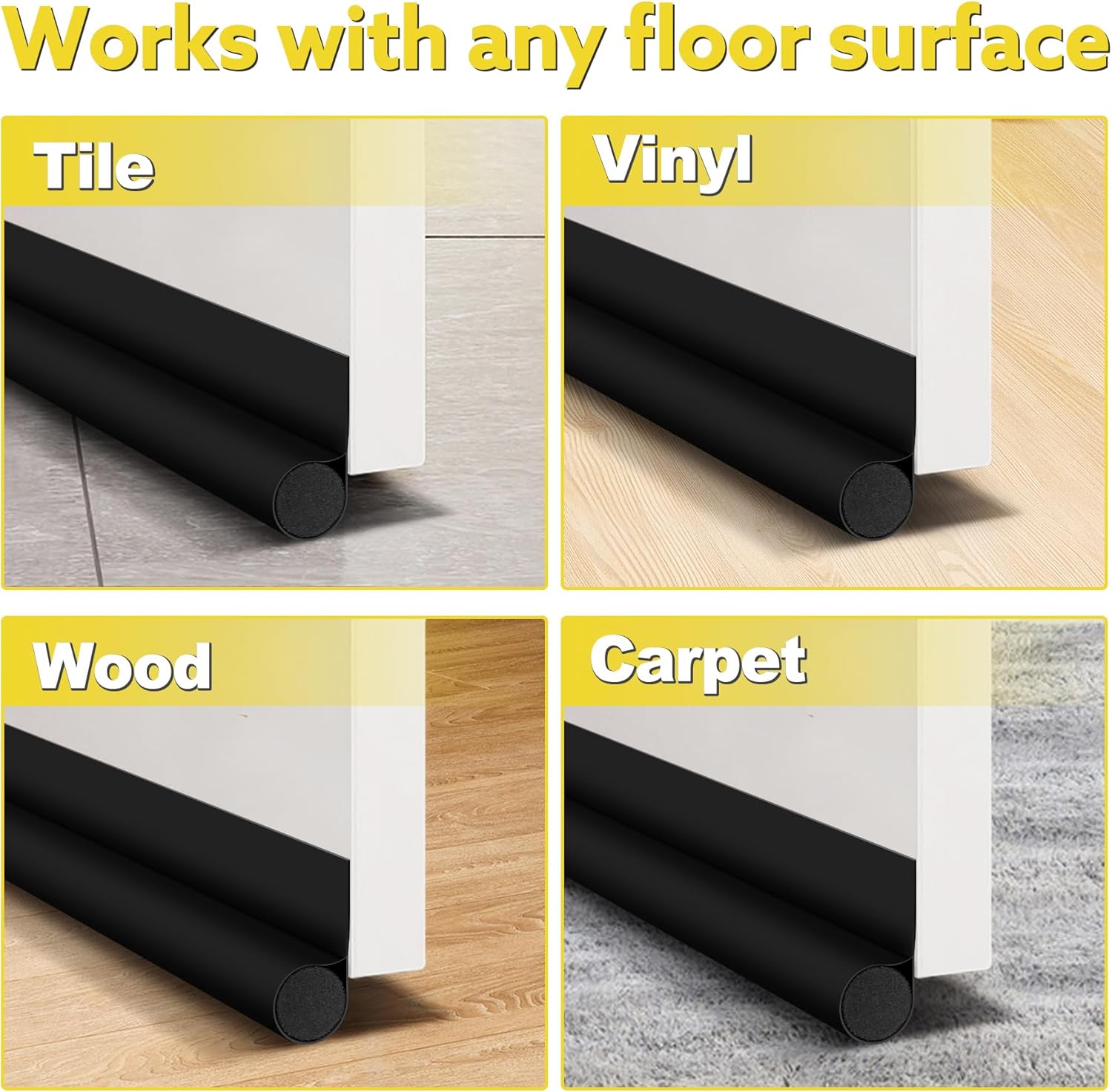 HomeProtect Child and Pet Friendly Door Sweep – Fabric-Covered Draft Blocker with No Sharp Edges or Hardware