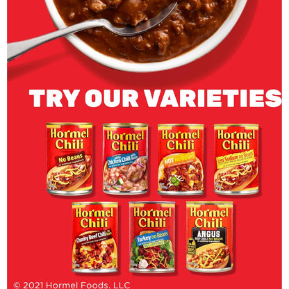 Hormel Chili No Beans – Fast College Dorm Protein for Study Sessions, 38 oz Family Size