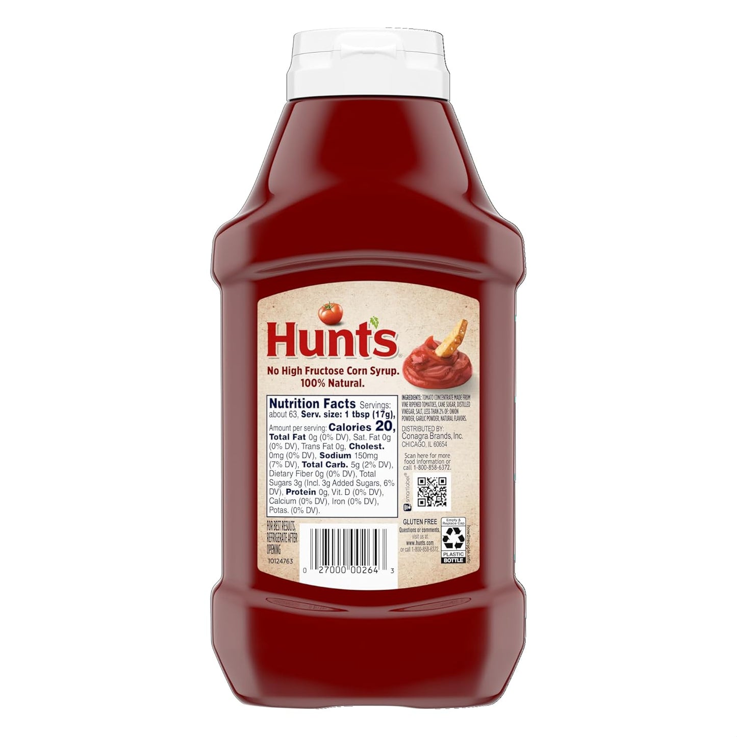 Hunt's All Natural Tomato Ketchup – Mess-Free Squeeze Bottle Topping for Nuggets, Fries, and Tater Tots