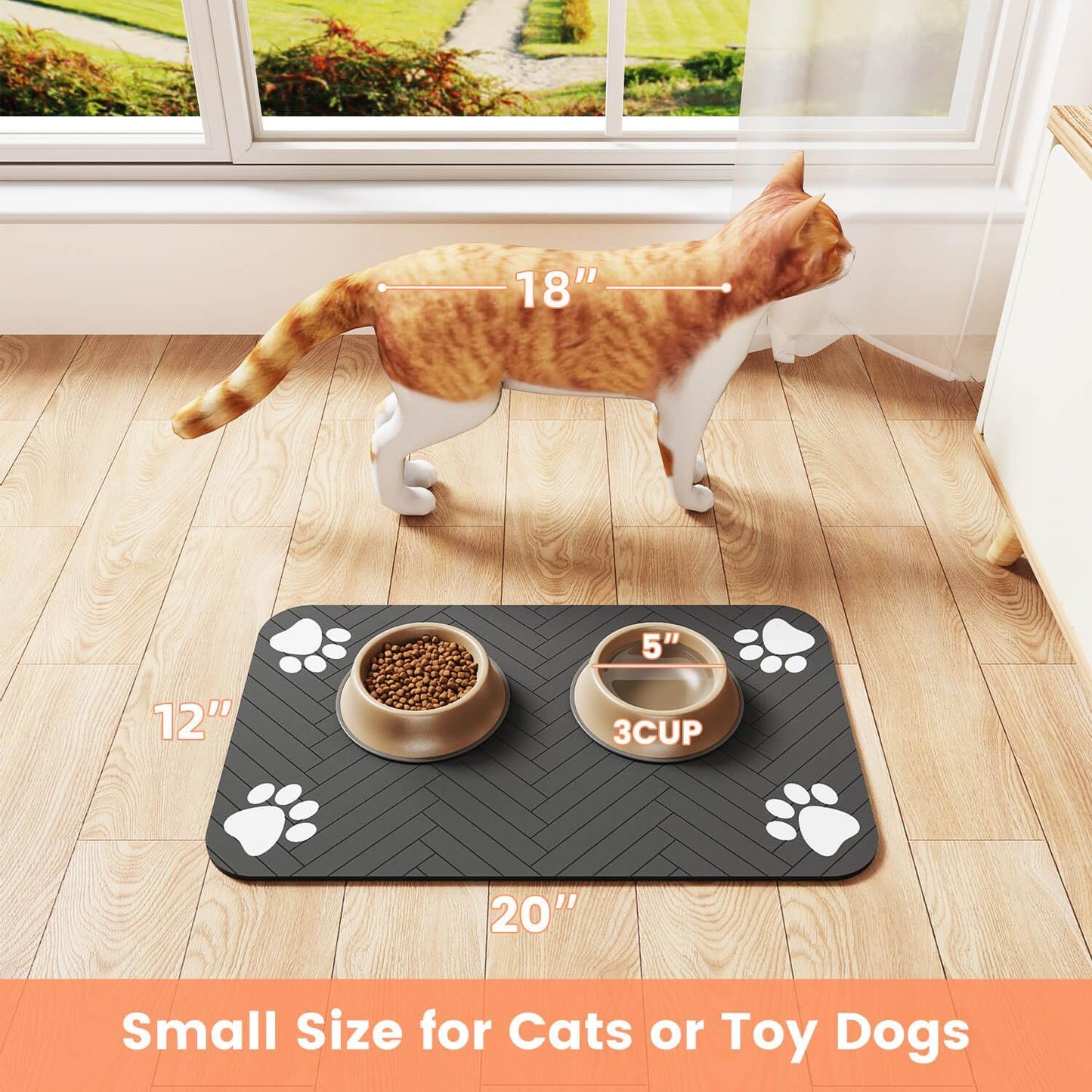 Hygienic Pet Feeding Mat for Cleaner Home Routines, Quick-Dry Mat Under Water and Food Bowls
