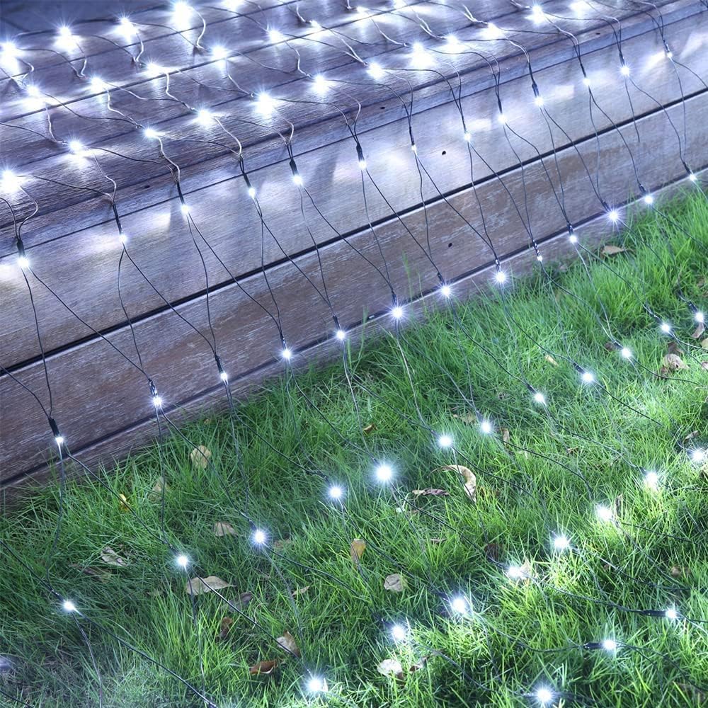 iBaycon 4ft x 6ft Mesh Christmas Lights – Durable Outdoor String Net with Timer and 8 Modes for Courtyard Trees and Patio Decor