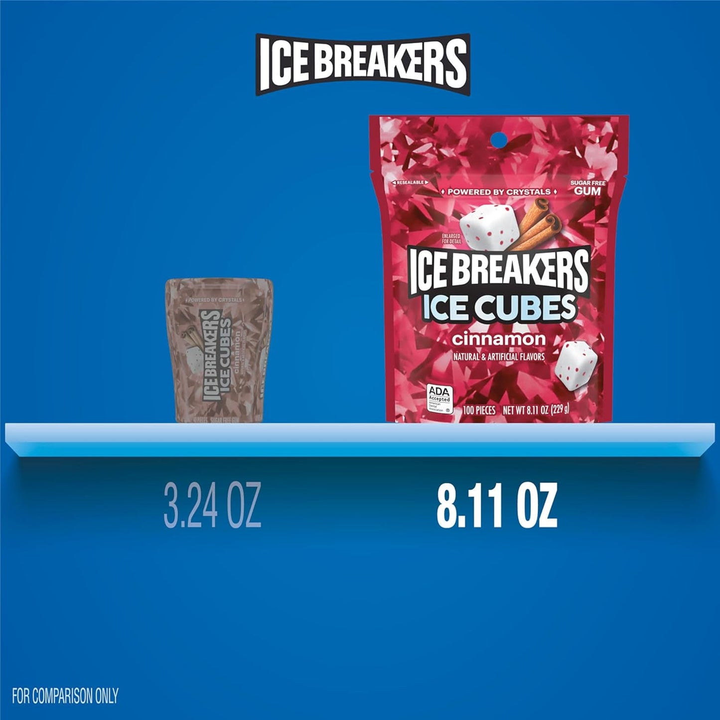 ICE BREAKERS Ice Cubes Cinnamon Sugar Free Chewing Gum Pouch – Guilt-Free Spicy Cinnamon Treat Supporting Diabetic and Keto Wellness Lifestyles