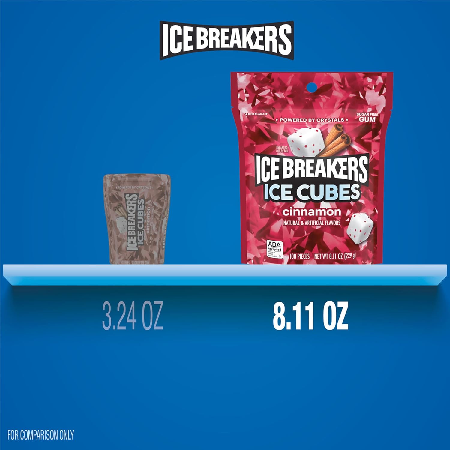 ICE BREAKERS Ice Cubes Cinnamon Sugar Free Chewing Gum Pouch – Guilt-Free Spicy Cinnamon Treat Supporting Diabetic and Keto Wellness Lifestyles