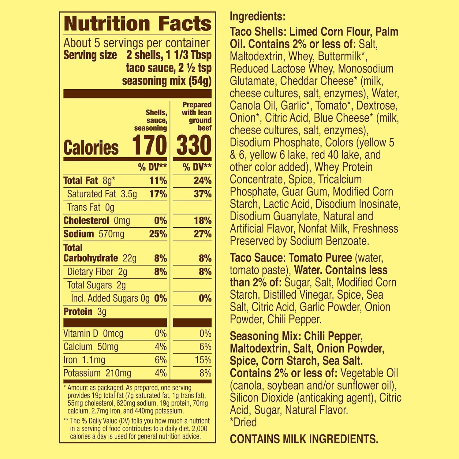 includes taco sauce and seasoning mix in one box