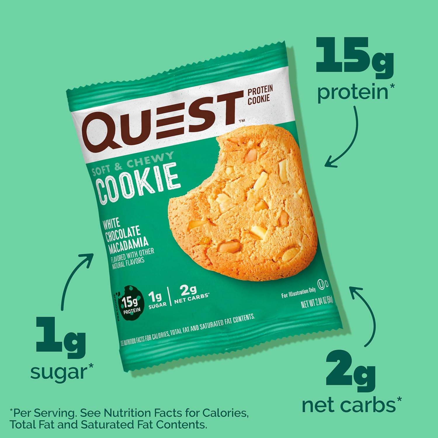 individually wrapped 2.08 oz (59g) cookies in a 4-count carton