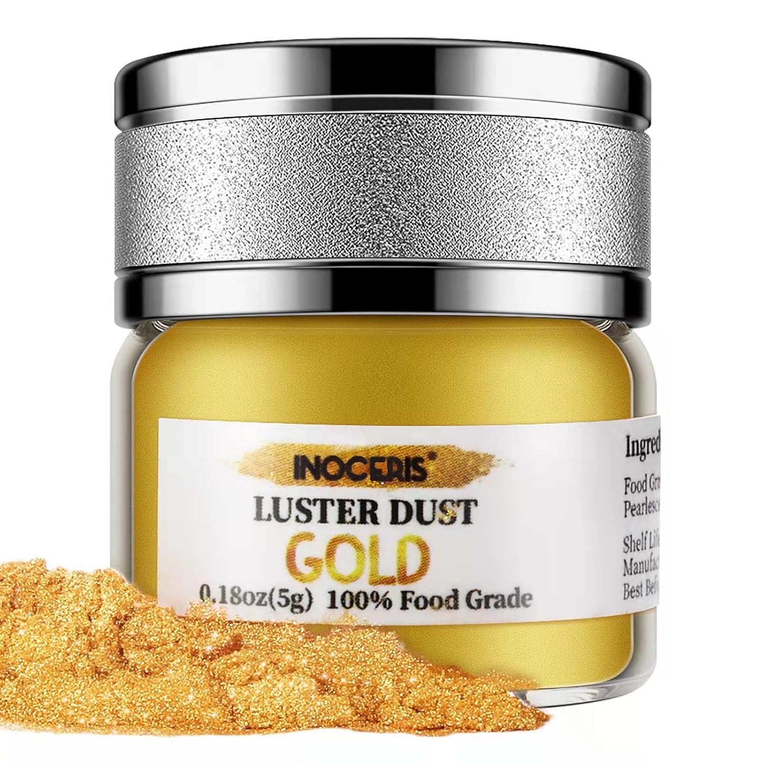 INOCERIS Food-Grade Mica Powder – Pure and Additive-Free Gold Shimmer for Mindful Home Baking and Dietary Wellness