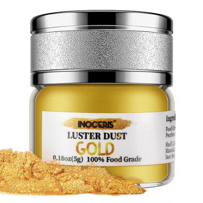 INOCERIS Food-Grade Mica Powder – Pure and Additive-Free Gold Shimmer for Mindful Home Baking and Dietary Wellness