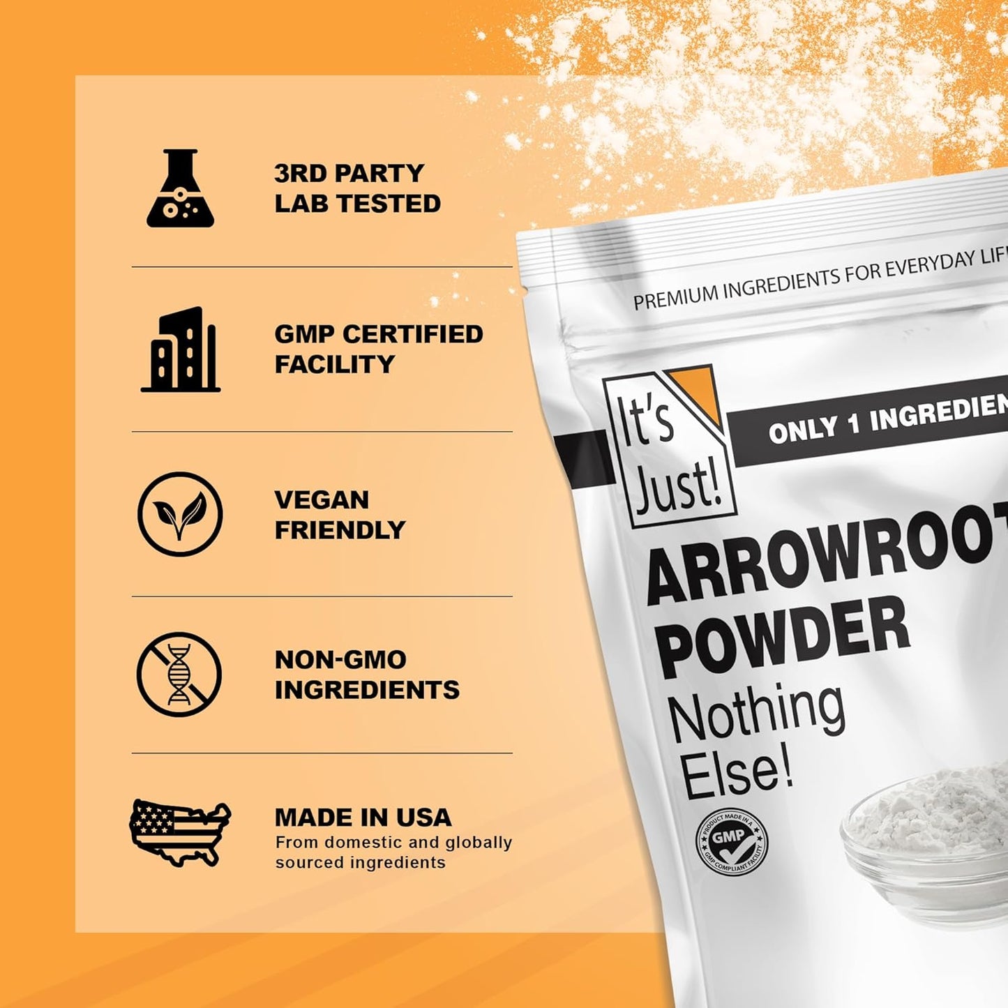 It's Just - Arrowroot Powder for Clean Beauty Routines, Talc-Free Body Powder and Mineral Makeup Base