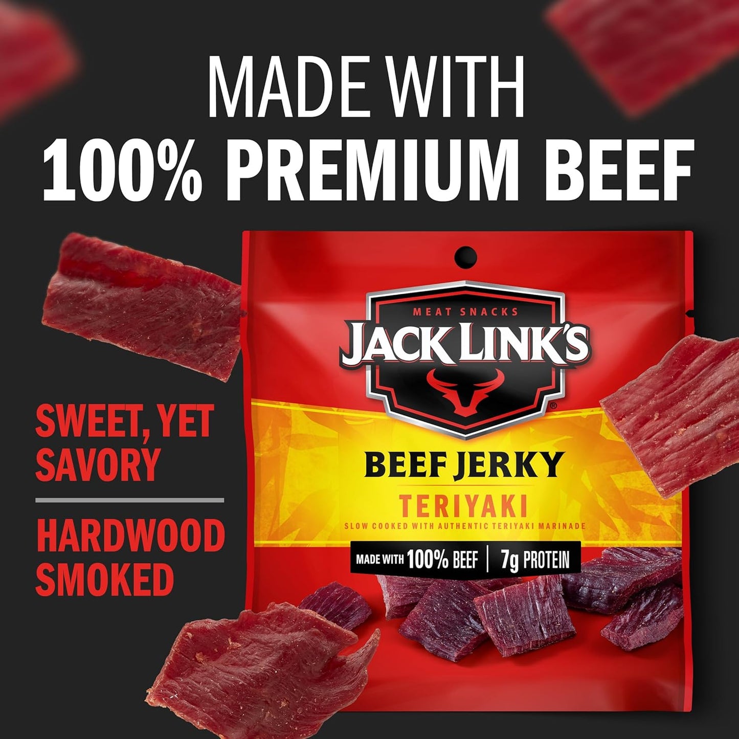 Jack Link's Beef Jerky Variety Pack - Original and Teriyaki - Macro-Friendly Protein Snack for Home Gym and Meal Prep Routines, 9 Count, 1.25 oz Bags