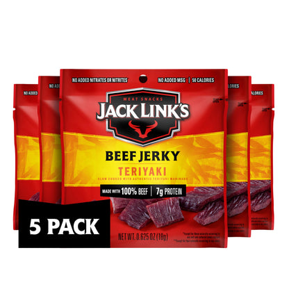 Jack Link's Beef Jerky Variety Pack - Original and Teriyaki - Macro-Friendly Protein Snack for Home Gym and Meal Prep Routines, 9 Count, 1.25 oz Bags