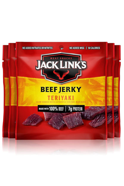 Jack Link's Beef Jerky Variety Pack - Original and Teriyaki - Macro-Friendly Protein Snack for Home Gym and Meal Prep Routines, 9 Count, 1.25 oz Bags