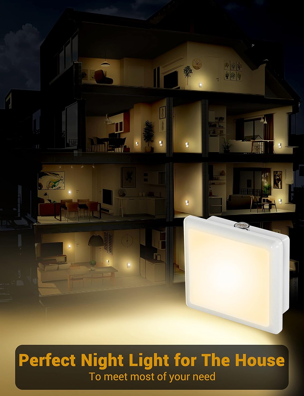 JandCase Color LED Night Light – Amber, Blue, and Warm White Variants to Match Bedroom Decor and Living Room Aesthetic