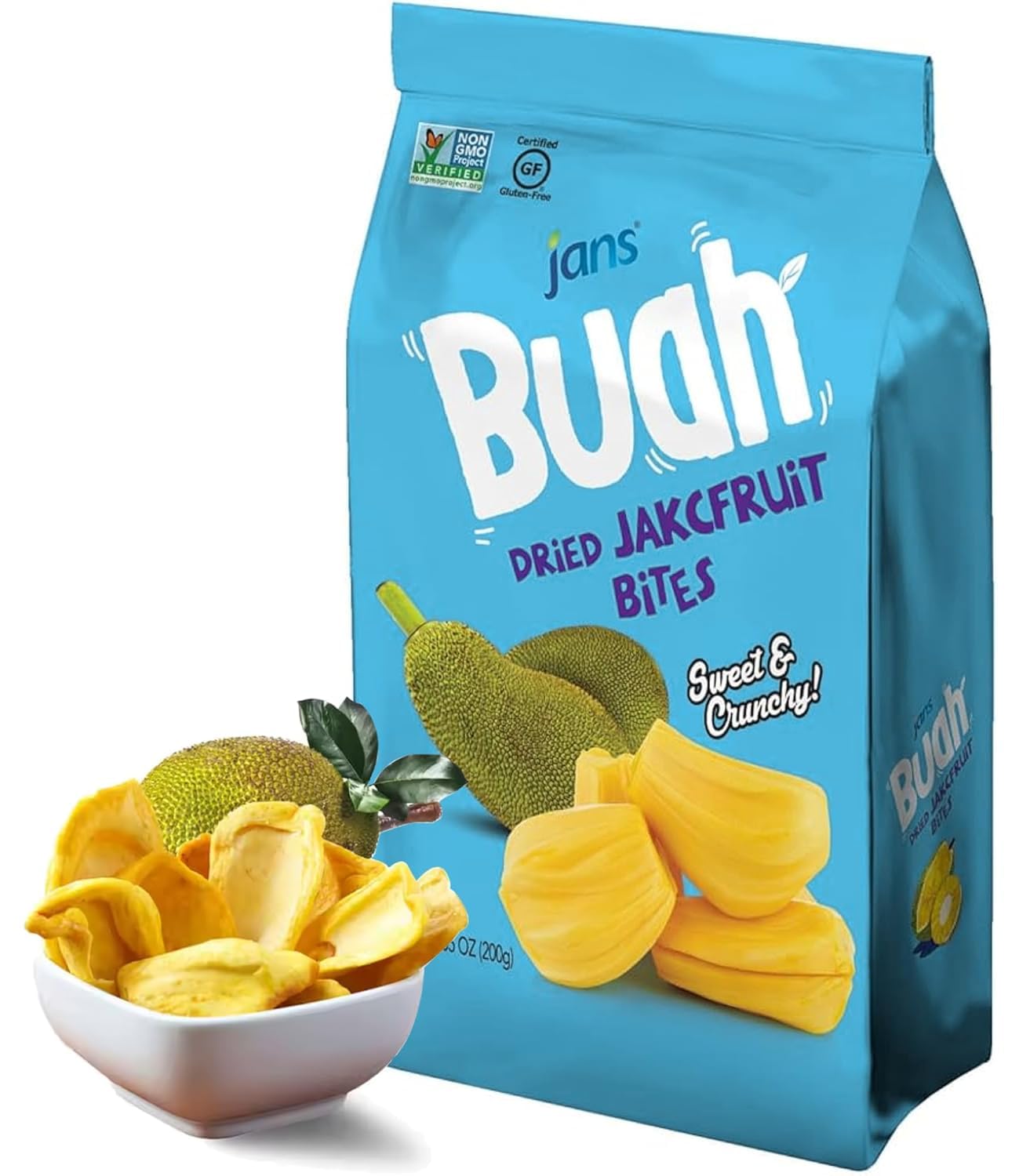 Jans Buah Jackfruit Chips 7 Oz – Simple Tropical Snack for Intentional Kitchens, One Fruit No Additives, 7 Ounce Pouch