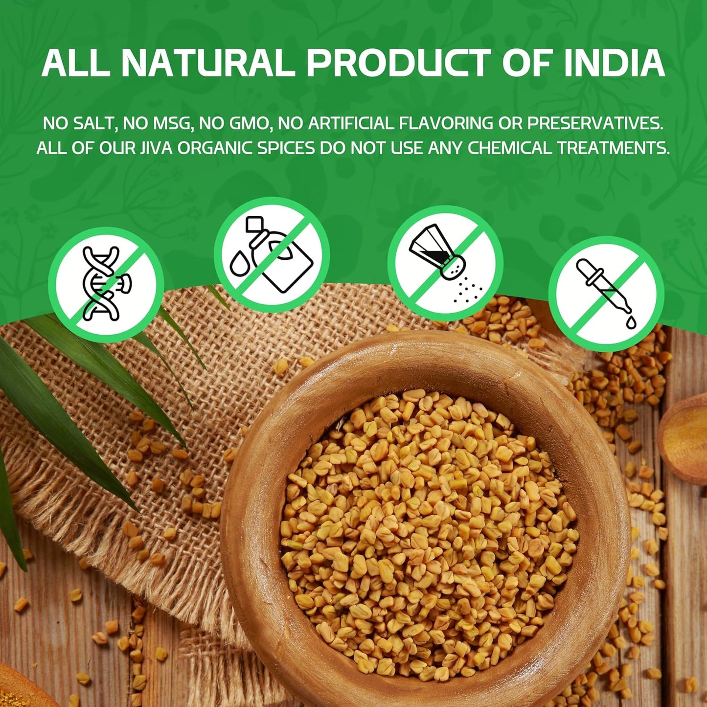 Jiva Organic Fenugreek Seeds 7 Ounce – Long-Lasting Aroma Methi Dana for Meditation Space, Yoga Room & Grounding Self-Care