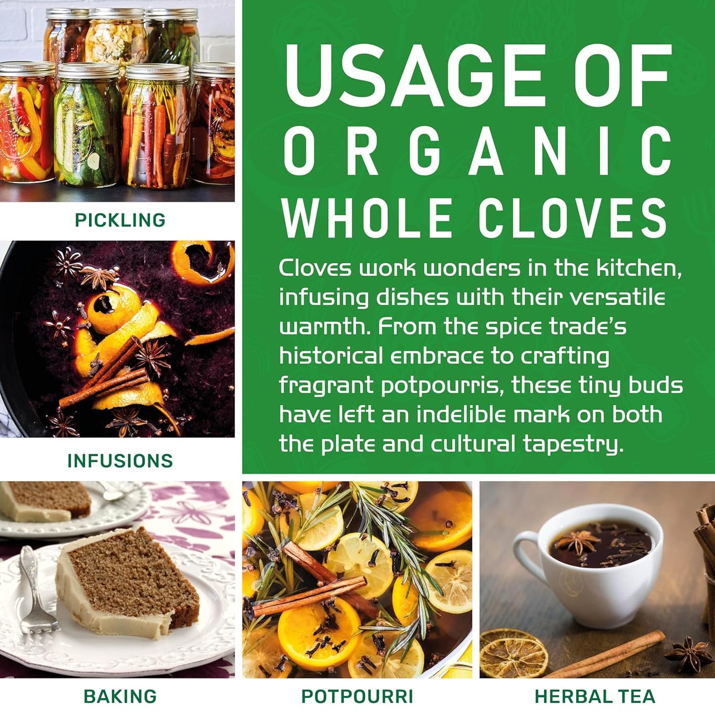 Jiva Organic Whole Cloves – Long-Lasting Buds for Simmer Pot Stress Relief, 3.5 oz