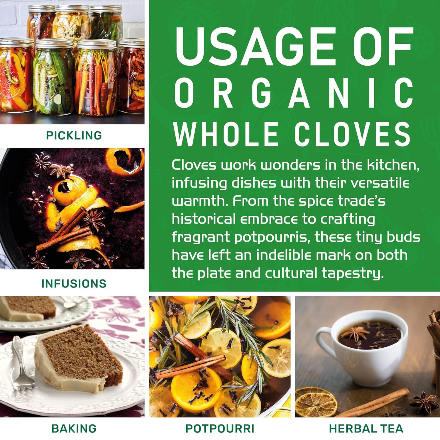Jiva Organic Whole Cloves – Long-Lasting Buds for Simmer Pot Stress Relief, 3.5 oz