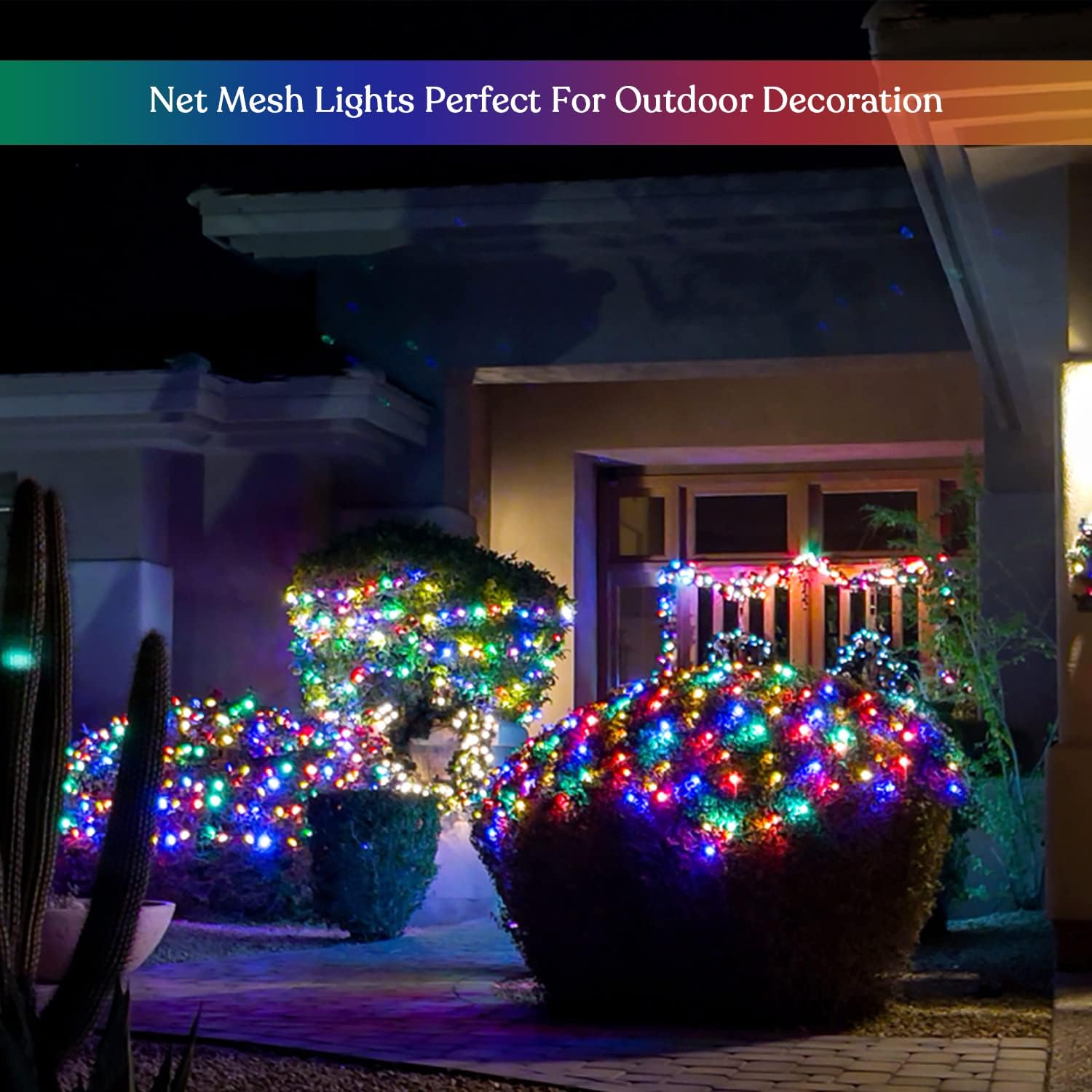 JMEXSUSS 9.8ft x 6.6ft Solar Mesh – Less-Is-More Garden Accent, 4 Quiet Brightness Levels