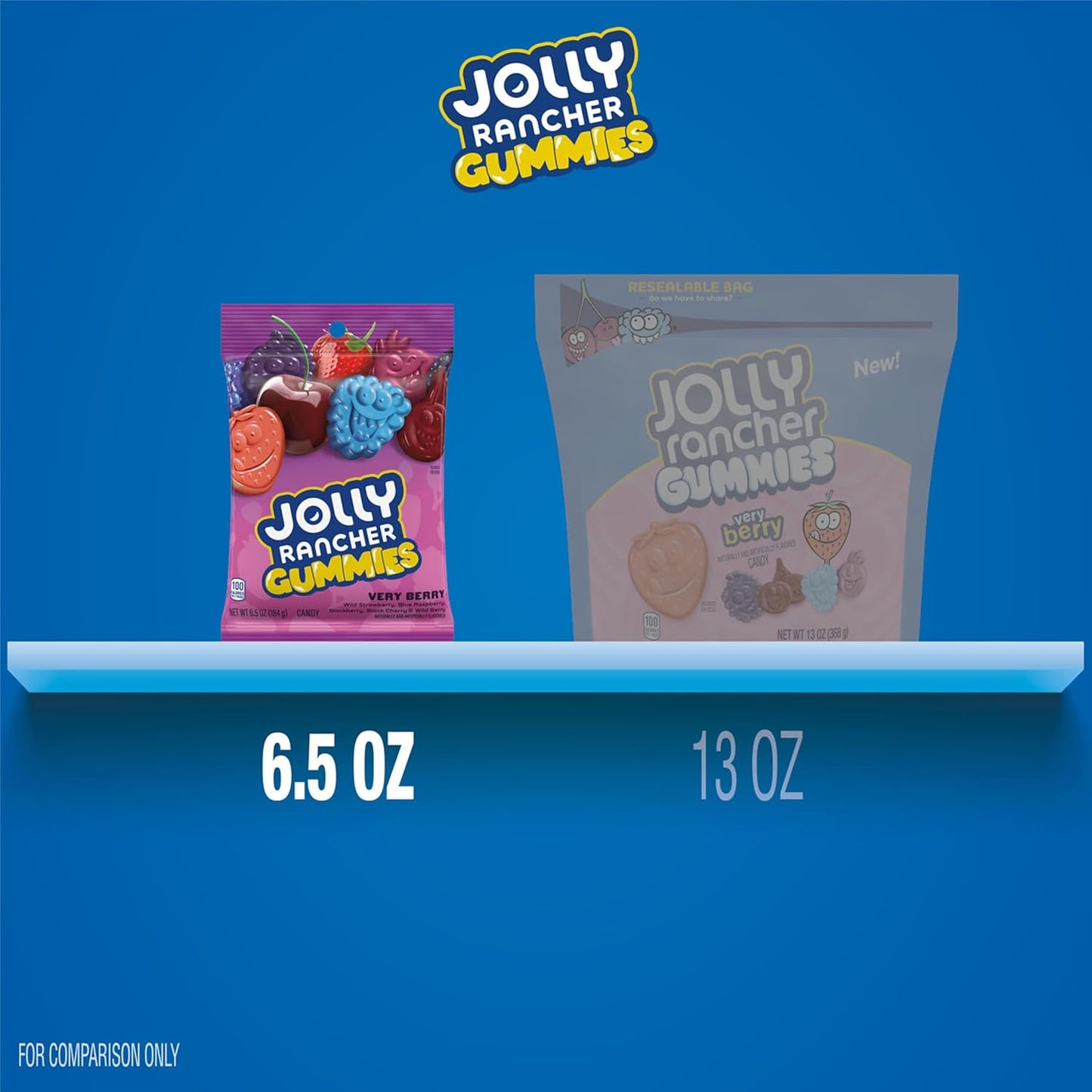 JOLLY RANCHER Gummies Very Berry Assorted – Backseat Road Trip Candy for Kids and Playdates, 6.5 oz
