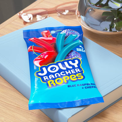 JOLLY RANCHER Ropes Blue Raspberry and Cherry Flavored Candy for Outdoor Movie Nights, 6 oz Two-Flavor Rope Bag