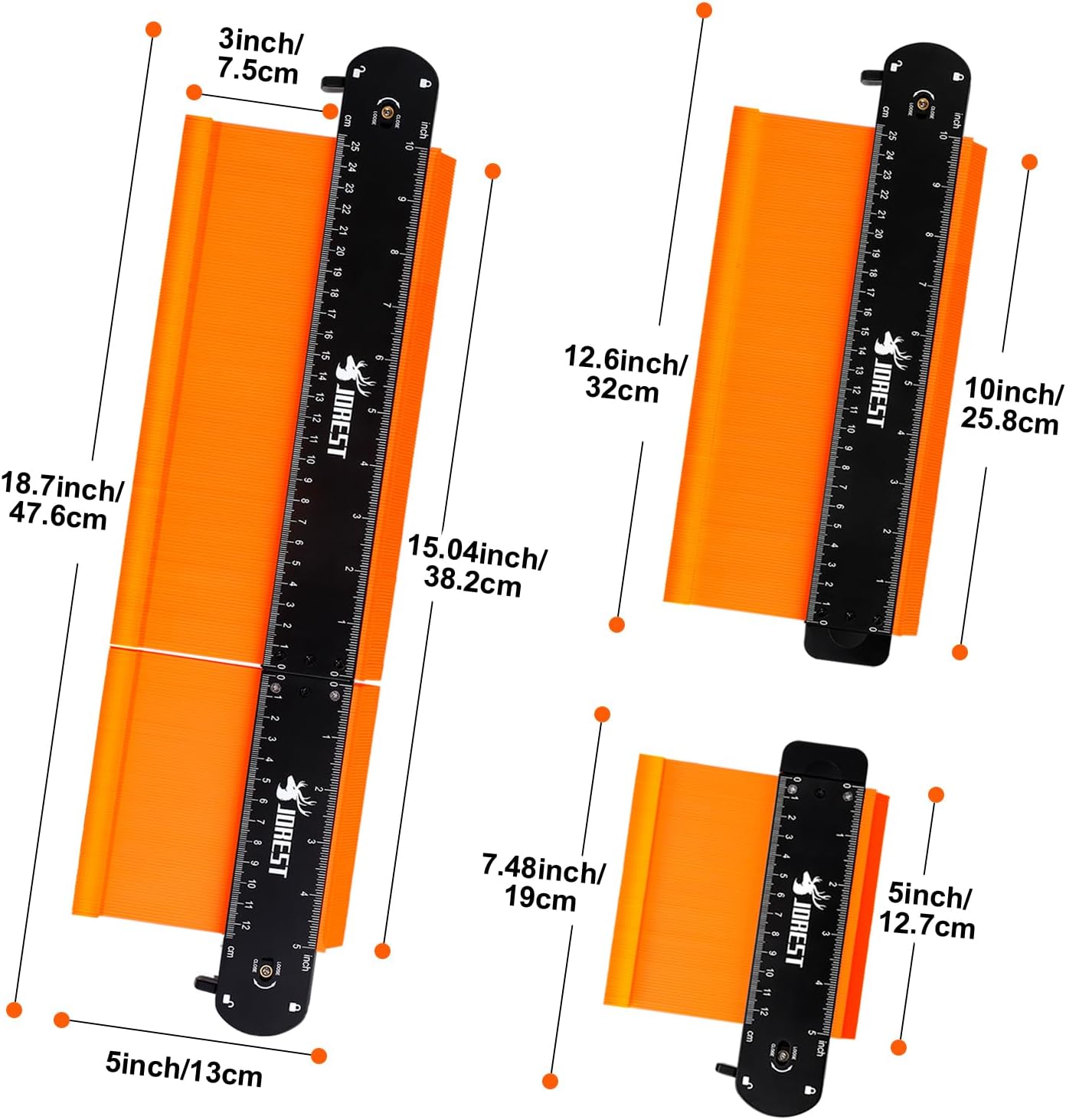 JOREST Connectable Contour Gauge (10+5 Inch) – Anniversary and Holiday Gift Idea for Woodworkers, Carpenters, and Tile Installers