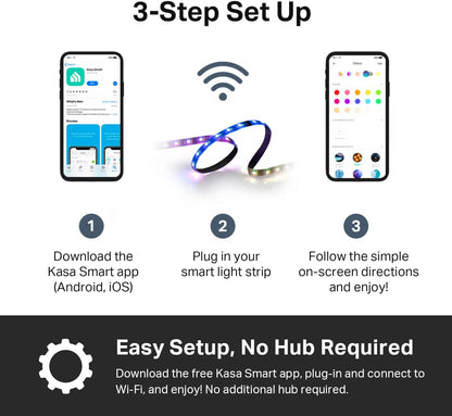 Kasa Smart Wi-Fi LED Strip 16.4ft – Housewarming Gift for Women and Mom, Trimmable RGBIC with 16M Colors and 2 Year Warranty
