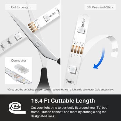 Kasa Smart Wi-Fi LED Strip 16.4ft – Housewarming Gift for Women and Mom, Trimmable RGBIC with 16M Colors and 2 Year Warranty