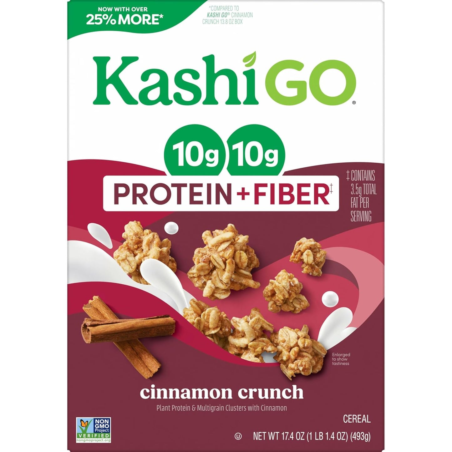 Kashi GO Protein Cereal – Daily Wellness Staple, High-Fiber Cinnamon Crunch Clusters for a Balanced Breakfast Ritual