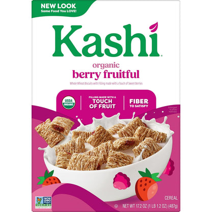 Kashi Organic Berry Cereal – Non-GMO Fiber-Rich Breakfast for Sustained Morning Energy, 17.2oz