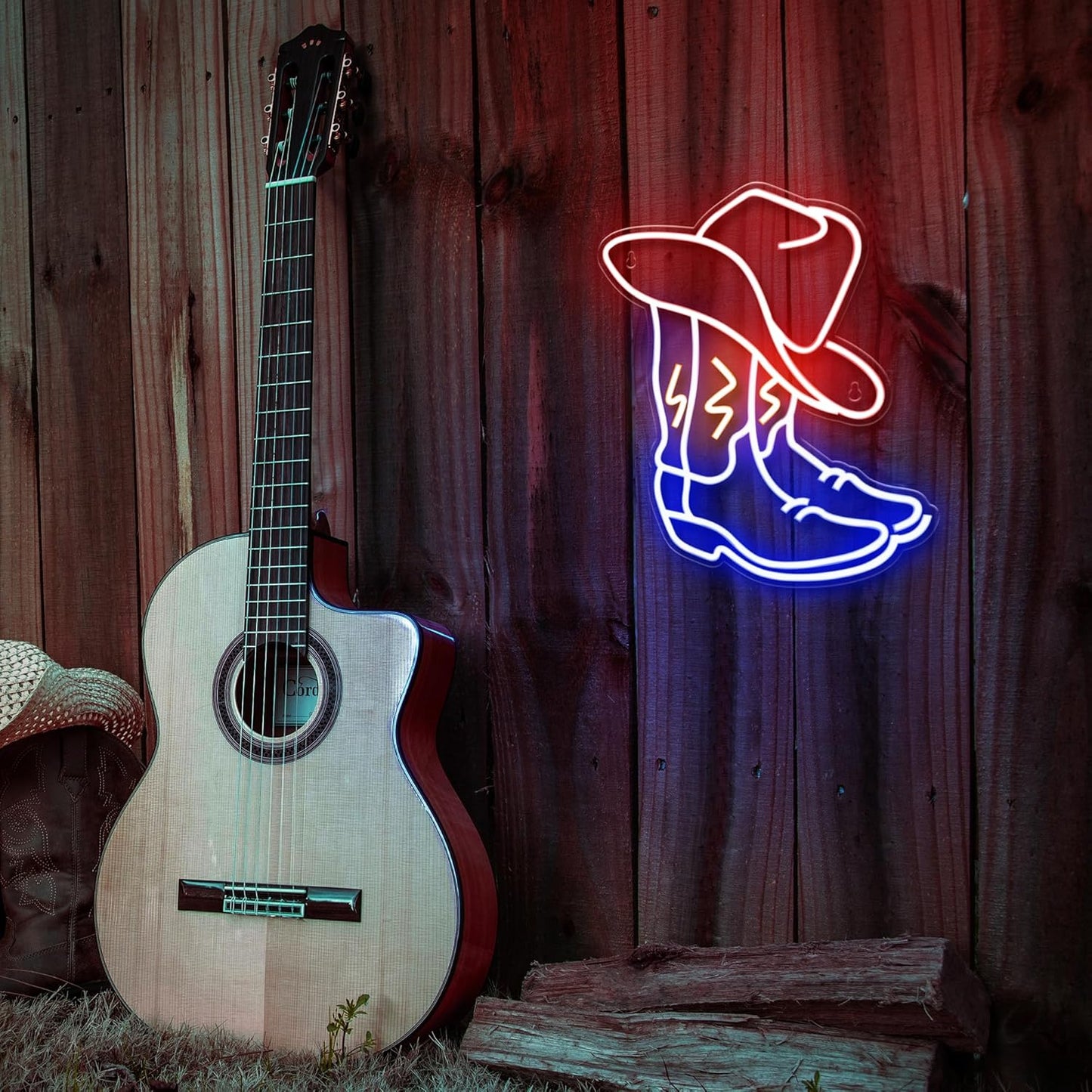 Kavaas Cowboy Boot Neon Sign – Pet and Kid Friendly Western-Themed Nightlight, USB-Powered LED Neon Wall Sign with Long 6.56ft Cord