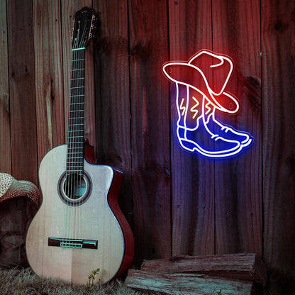Kavaas Cowboy Boot Neon Sign – Pet and Kid Friendly Western-Themed Nightlight, USB-Powered LED Neon Wall Sign with Long 6.56ft Cord