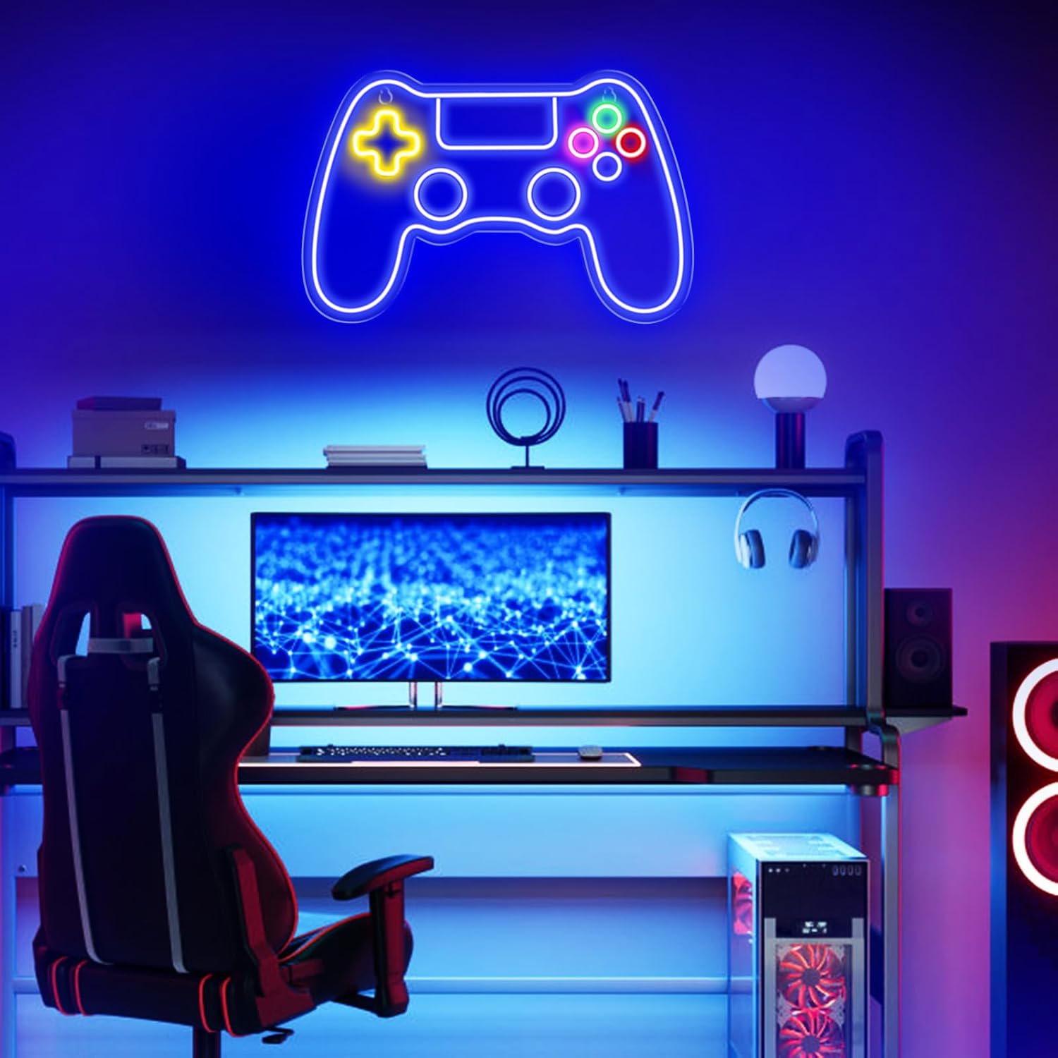 Kavaas Gamer Neon Sign – Best Gamer Gift for Boys and Gamers, Gamepad LED Light for Room Decoration