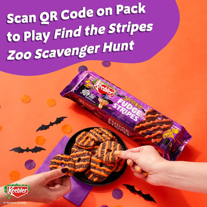 Keebler Spookie Fudge Stripes Cookies – On-the-Go Halloween Snack for Picnics and Tailgating, 9.5 oz Pack