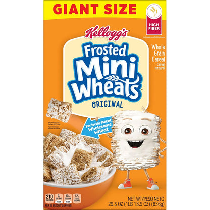 Kellogg’s Frosted Mini-Wheats Cereal – Gut-Friendly High-Fiber Breakfast for Wellness Routines, Spoon-Sized Shredded Wheat
