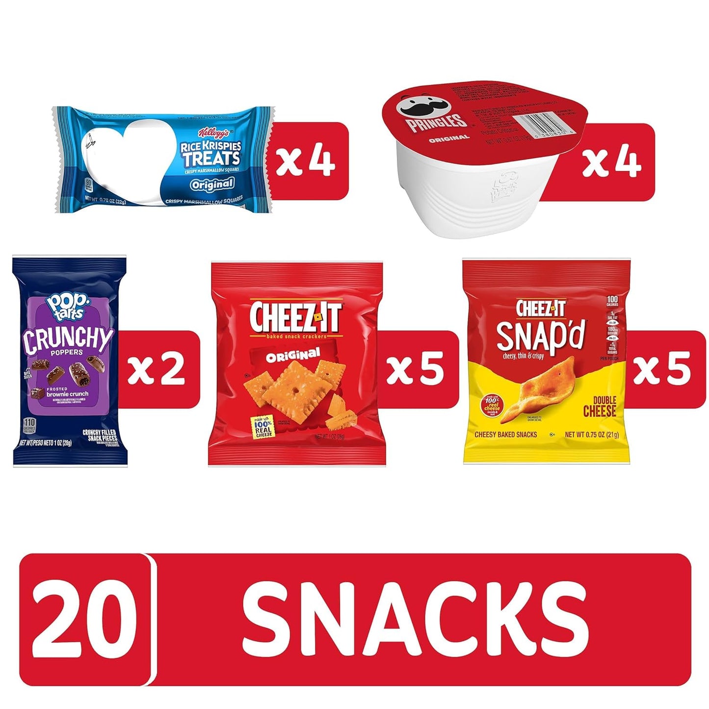 Kellogg's Grab and Go Snacks – Break Room and Home Office Pantry Stock with Cheez-It, Pringles, Pop-Tarts and Rice Krispies Treats