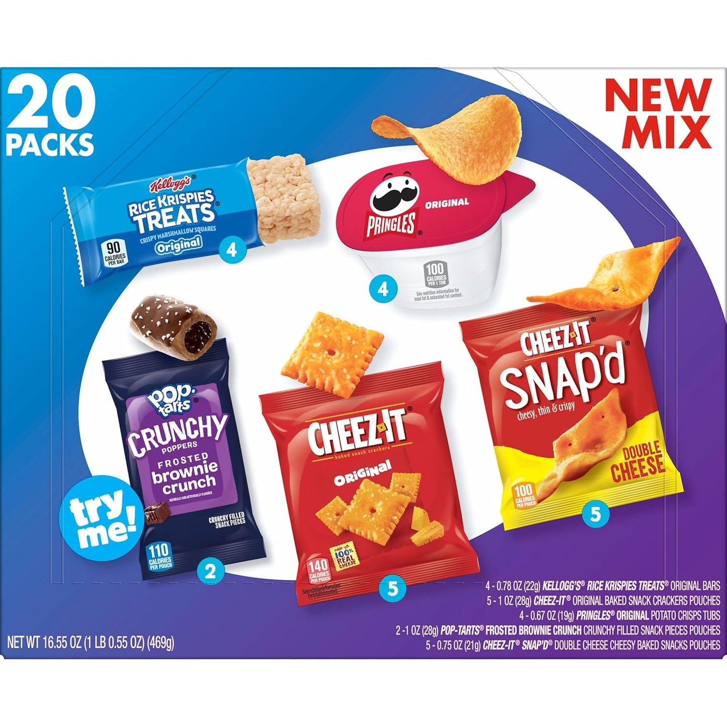 Kellogg's Grab and Go Snacks – Break Room and Home Office Pantry Stock with Cheez-It, Pringles, Pop-Tarts and Rice Krispies Treats