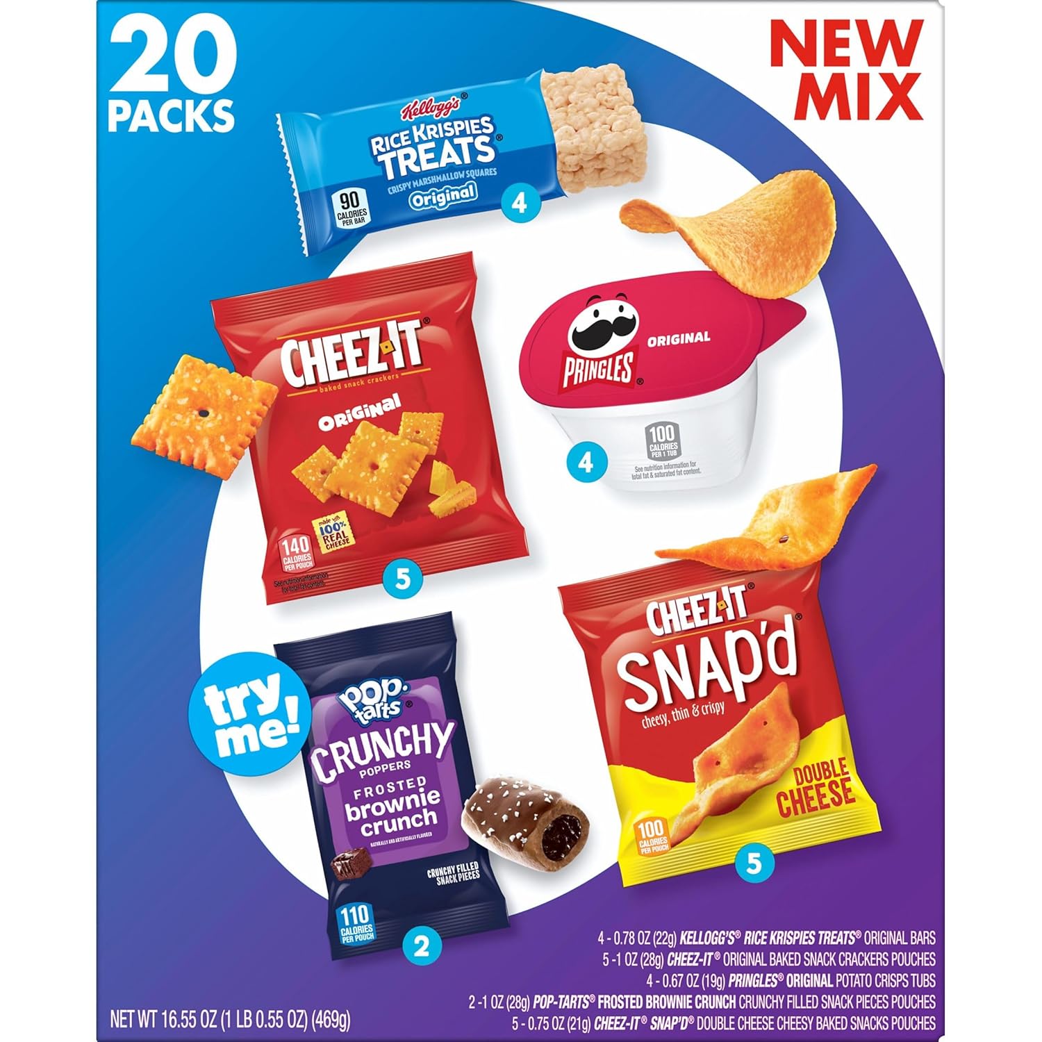 Kellogg's Grab and Go Snacks – Break Room and Home Office Pantry Stock with Cheez-It, Pringles, Pop-Tarts and Rice Krispies Treats
