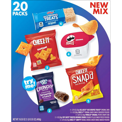 Kellogg's Grab and Go Snacks – Break Room and Home Office Pantry Stock with Cheez-It, Pringles, Pop-Tarts and Rice Krispies Treats
