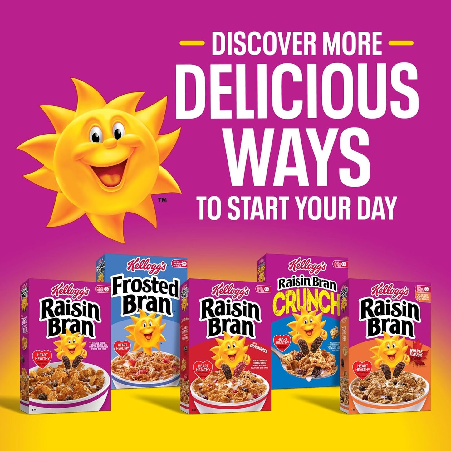 Kellogg's Raisin Bran Crunch Cereal – Fiber-Rich Raisin Bran for Mindful Morning Nutrition at Home, 24.5 oz