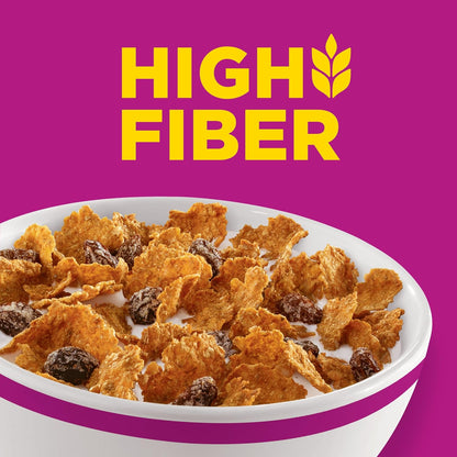 Kellogg's Raisin Bran Whole Grain Cereal, 28g Fiber-Rich Breakfast for Seniors Tracking Daily Nutrition