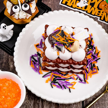 Kid-Safe Halloween Cupcake Toppings with Pumpkins, Ghosts, and Candy Eyes, Orange and Purple Jimmies Set