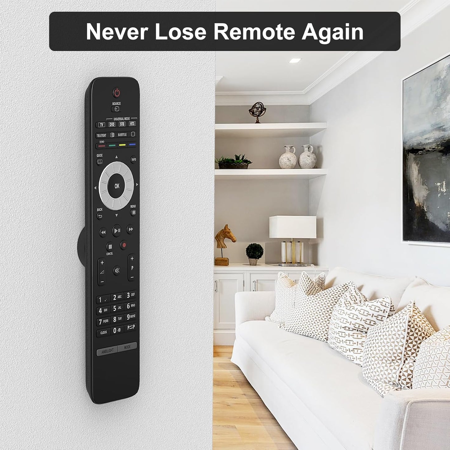 KIDZONE Remote Control Magnetic Mount 6 Pack – Secure Bedside Holder That Keeps Remotes Out of Pet Reach