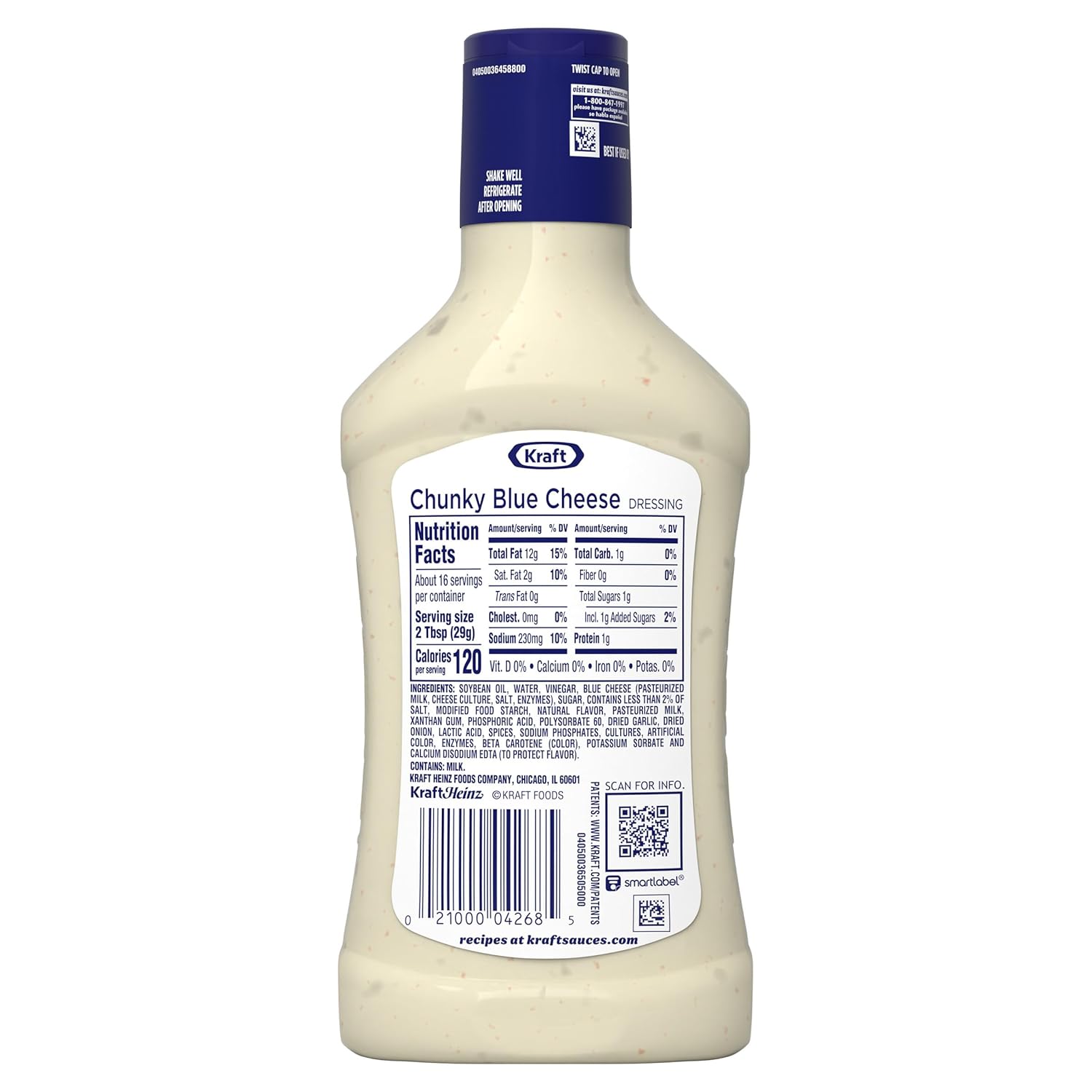 Kraft Chunky Blue Cheese Dressing – Better-For-You Slaw Mixer with No High Fructose Corn Syrup for Wholesome Cookouts