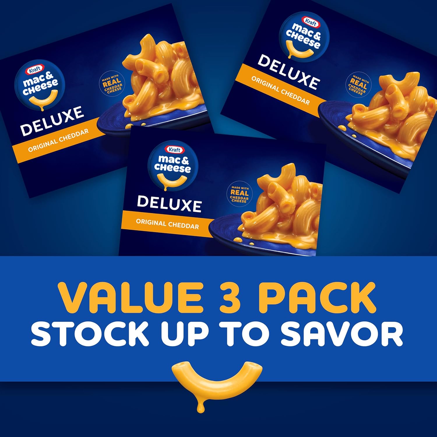 Kraft Deluxe Original Mac & Cheese – Affordable Stock-Up Dinner for Shared Apartment Kitchens, 3 Pack