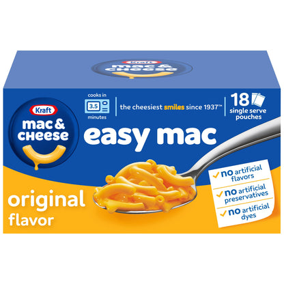 Kraft Easy Mac Microwave Mac & Cheese – Clean Ingredient Side Dish for Uncluttered Meal Prep